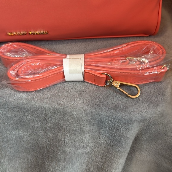 🪸BADGLEY MISCHKA🪸Coral Solid/Snake Combo Medium Satchel w/Crossbody Strap/NWT - Picture 2 of 9